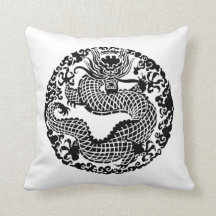 Vintage Asian Dragon travesseiro de decoração