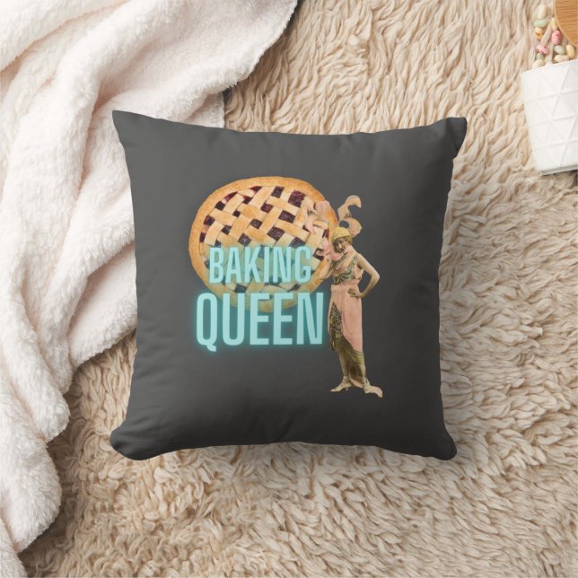 Almofada Vintage Baking Queen na Cinza (Cobertor)