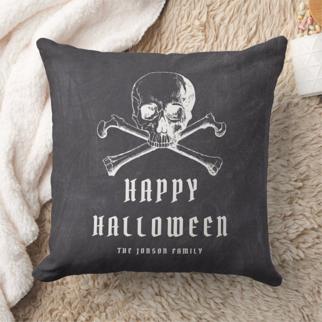 Almofada Vintage Black Pirate Skull & Bones Halloween (Cobertor)