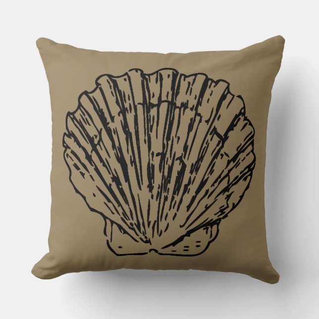 Almofada Vintage Black Seashell Art (Frente)