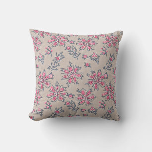 Almofada Vintage Bloom Pink Flowers Travesseiro decorativo
