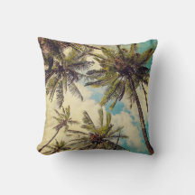 Vintage Blue Hawaii Palms - Travesseiro decorativo