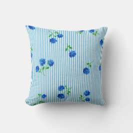 Almofada Vintage Blue Rosa Cottage Chic Seersucker Strike