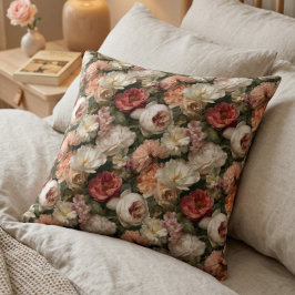 Almofada Vintage Blush Rose Floral Garden Pattern