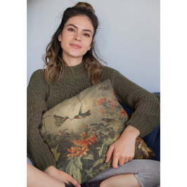 Almofada Vintage botânica de beija-flores