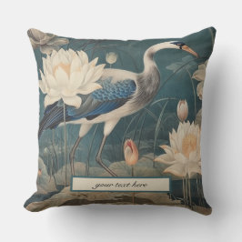 Almofada Vintage botanical blue crane personalizável