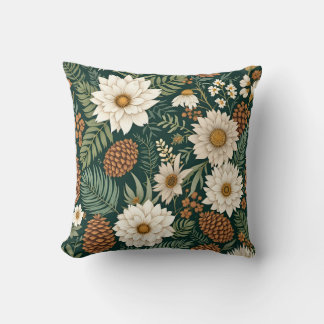 Almofada Vintage Botanical Floral e Pinecone Design.