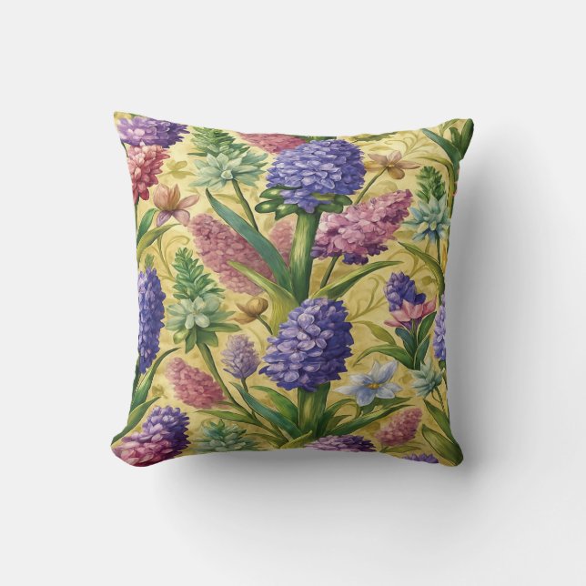 Almofada Vintage Botanical Throw Pillow – Purple Wildflower (Frente)