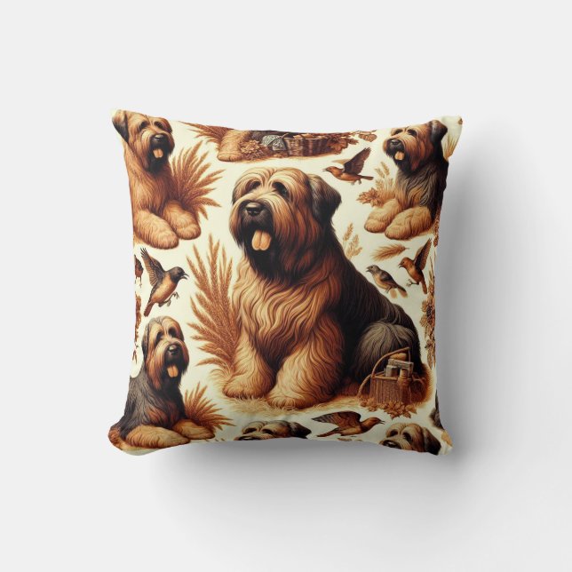 Almofada Vintage Briard Dog Seamless (Frente)