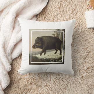 Almofada Vintage Brown Boar Hunting Painting, Willife Art