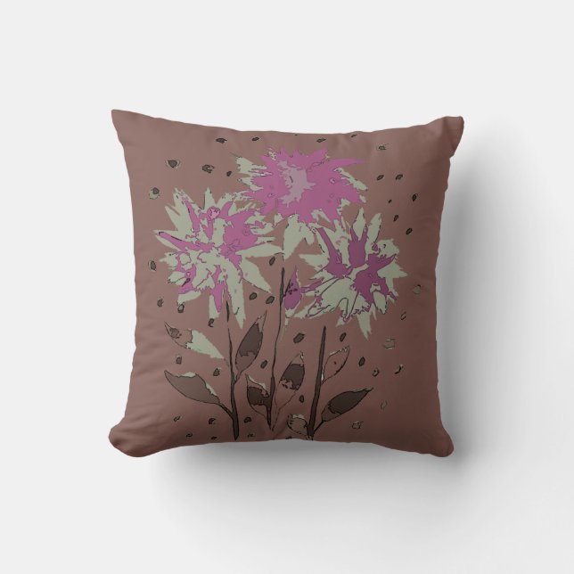 Almofada Vintage Brown Purple Floral (Frente)