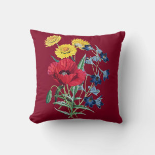 Almofada Vintage Buquê de Flores Selvagens Botânicas Borg