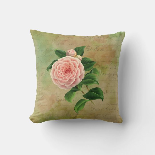 Almofada Vintage Camellia Botânica Francesa (Frente)