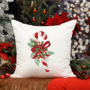 Almofada Vintage Candy Cane com Sinos e Natal Arco