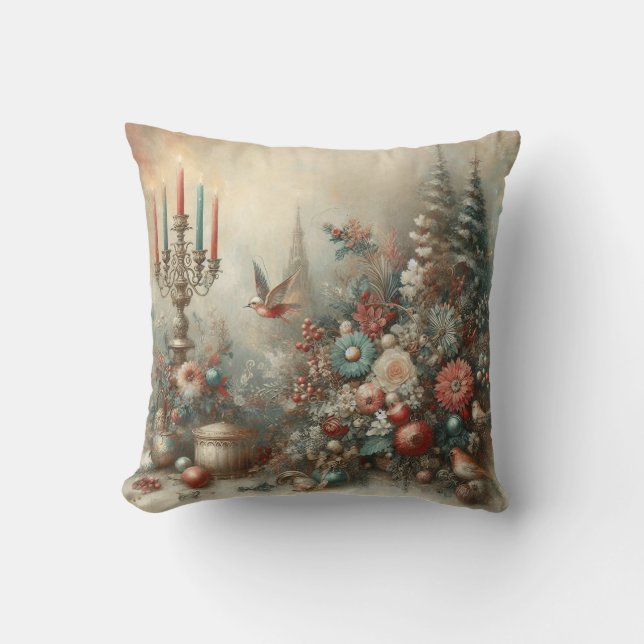 Almofada Vintage Christmas Flowers (Frente)