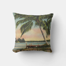 Almofada Vintage Coconut Palms Tropical Breeze Sunset
