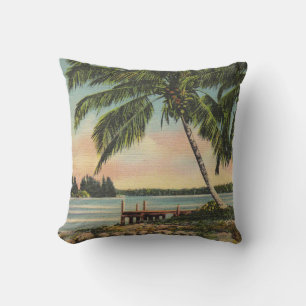 Almofada Vintage Coconut Palms Tropical Breeze Sunset