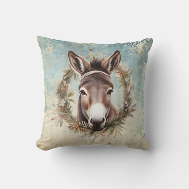 Almofada Vintage country Donkey Christmas (Frente)