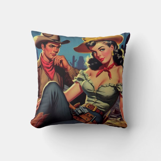 Almofada Vintage Cowboy e Cowgirl (Frente)