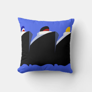 Almofada Vintage Cruise Ship Art Deco Poster