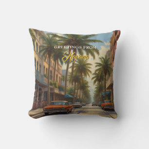 Almofada Vintage Cuba Viagem - Saudações De Havana