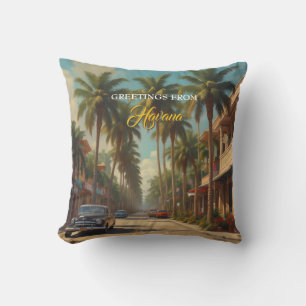 Almofada Vintage Cuba Viagem - Saudações De Havana