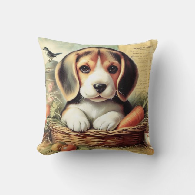 Almofada Vintage Cute Beagle Puppy (Frente)