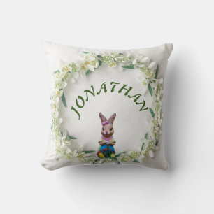 Almofada Vintage Cute Bunny Botanical Name Baby Boy Nursery