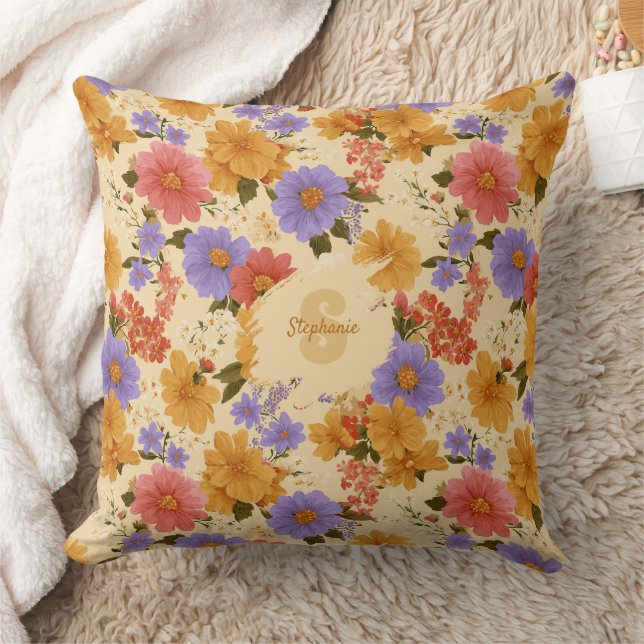 Almofada Vintage Daisy Floral Pattern (2) (Cobertor)