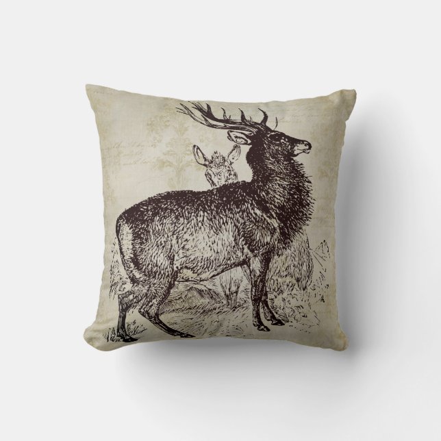Almofada Vintage Deer Scene (Frente)