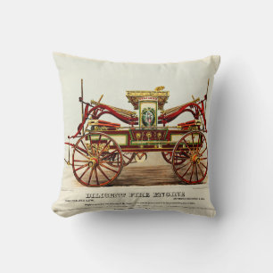 Almofada Vintage Diligent Fire Engine, 1852, Restaurado