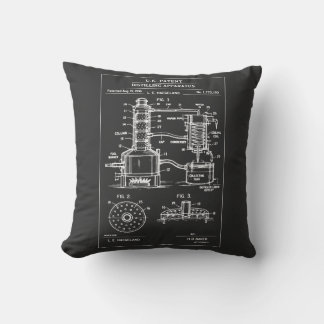 Almofada Vintage Distillation Patent Blueprint