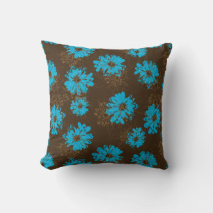 Almofada Vintage do Aquário floral e Reversible da xadrez