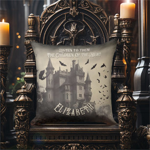 Almofada Vintage Dracula e Castelo de Gótica Vitoriana