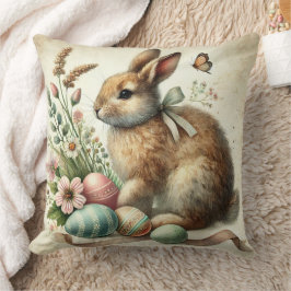 Almofada Vintage Easter Bunny Rabbit Egg Watercolor