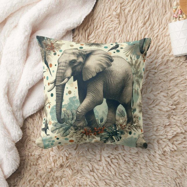 Almofada Vintage Elephant Jungle Painting (Cobertor)