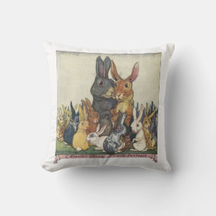 Almofada Vintage - Família de coelhos de Páscoa