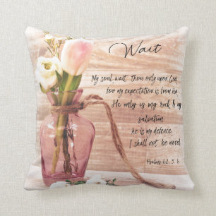 Almofada Vintage Farmhouse Chic Floral: Bíblia Salm Verso