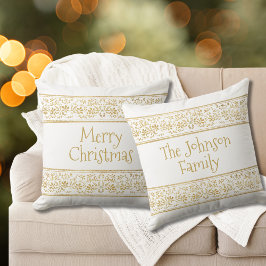 Almofada Vintage Faux Dourado Floral Fbon Feliz Natal