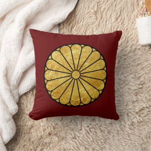 Almofada Vintage Faux Dourado Kiku Chrysanthemum Mon Graphi