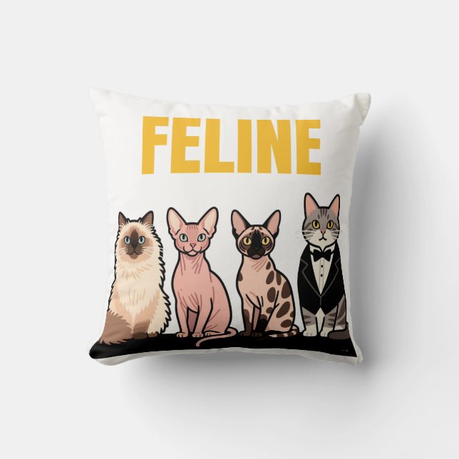 Almofada Vintage Feline Breeds (Frente)