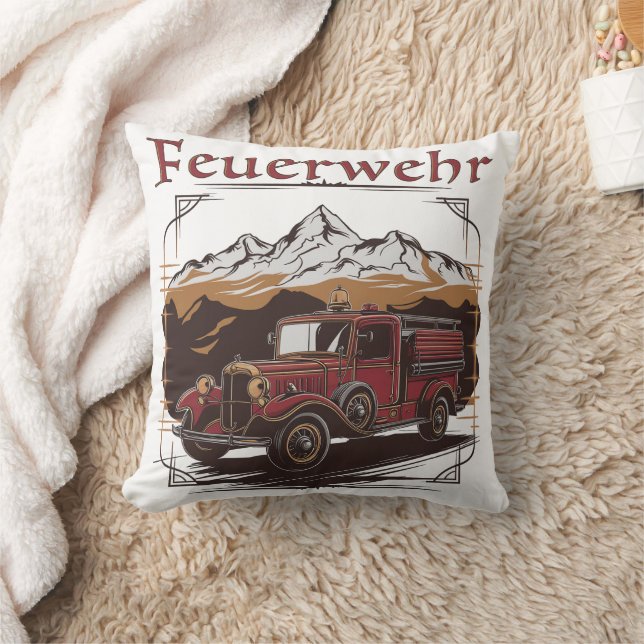 Almofada Vintage Feuerwehrfahrzeug - Retro Design (Cobertor)