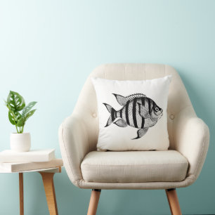 Almofada Vintage fish sealife ocean
