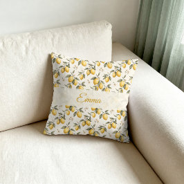 Almofada Vintage Flor de Limão – Cítrico Botânico Elegante