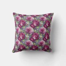 Vintage Floral Botânico Russo Rosa e Roxo
