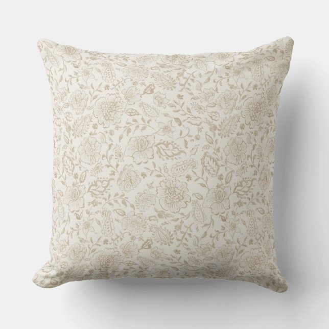 Almofada Vintage floral de aquarela (Frente)