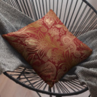 Vintage Floral Dourado No Padrão De Paisley Vermel
