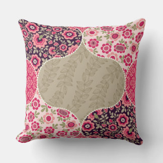 Almofada Vintage Floral Marroquino - Padrão Rosa