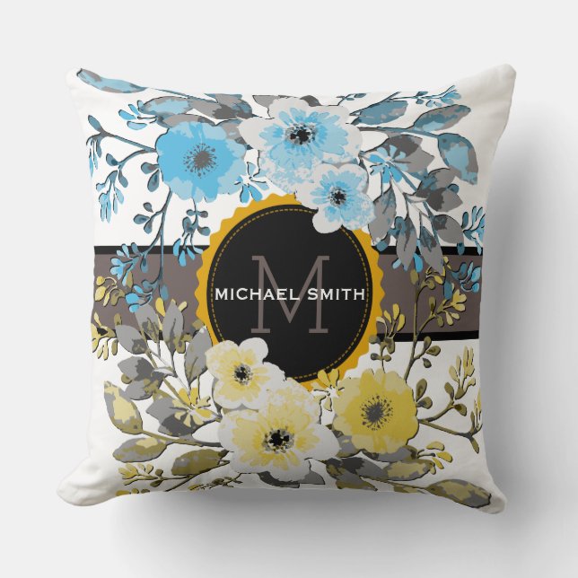 Almofada Vintage Floral Modern Monograma #6 (Frente)