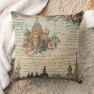 Almofada Vintage Floral Moscou Trabalho de arte - Script ma